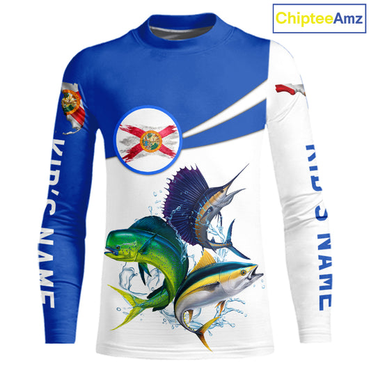 Custom Mahi Mahi, Sailfish, Tuna Florida Kid Long Sleeve Saltwater Fishing Shirts IPHW11353