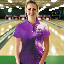 Load image into Gallery viewer, Custom Purple Butterfly Bowling Women Polo Shirt, Ladies Bowling Team Outfits IPHW11354