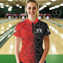 Load image into Gallery viewer, Custom Black And Red Splatter Bowling Ball Pattern Bowling Team Women Quarter-Zip Shirts IPHW9790