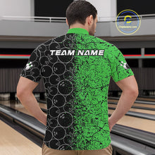 Load image into Gallery viewer, Custom Black And Green Splatter Bowling Ball Pattern Bowling Team Quarter-Zip Shirts For Men IPHW9792