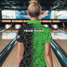 Load image into Gallery viewer, Custom Black And Green Splatter Bowling Ball Pattern Bowling Team Women Quarter-Zip Shirt IPHW9792