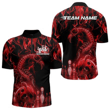 Load image into Gallery viewer, Custom Black And Red Flame Scorpio Zodiac Bowling Men Quarter-Zip Shirts, Scorpion Bowler Outfit IPHW8973