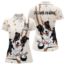 Load image into Gallery viewer, Custom Funny Border Collie Dog Bowling Women Polo Shirts, Dog Paw Print Bowler Outfit IPHW8974