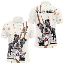 Load image into Gallery viewer, Custom Funny French Bulldog Bowling Men Polo Shirts, Dog Paw Print Bowler Outfit IPHW8975