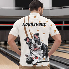 Load image into Gallery viewer, Custom Funny French Bulldog Bowling Men Quarter-Zip Shirts, Dog Paw Print Bowler Outfit IPHW8975