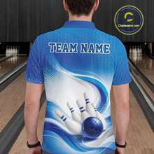 Load image into Gallery viewer, Custom Bowling Tournament Polo Shirts For Men, Bowling League Team Shirt | Blue IPHW11371
