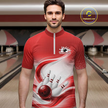 Load image into Gallery viewer, Custom Bowling Tournament Quarter-Zip Shirts For Men, Bowling League Team Shirt | Red IPHW11372