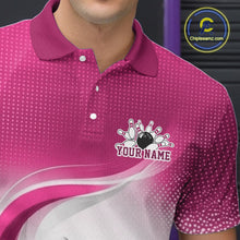 Load image into Gallery viewer, Custom Bowling Tournament Polo Shirts For Men, Bowling League Team Shirt | Pink IPHW11374