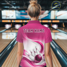 Load image into Gallery viewer, Custom Bowling Tournament Quarter-Zip Shirts For Women, Bowling League Team Shirt | Pink IPHW11374