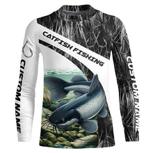Load image into Gallery viewer, Gray Camo Custom Catfish Fishing Long Sleeve Fishing Shirts, Catfish Fishing Jerseys IPHW7016