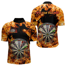 Load image into Gallery viewer, Fire Flame Dartboard Custom Dart Quarter-Zip Shirts For Men, Dart Jerseys Dart Team League Shirt IPHW8509
