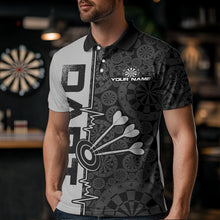 Load image into Gallery viewer, Custom Black And Gray Dart Jerseys, Dartboad Pattern Grunge Dart Team Polo Shirts For Men IPHW8513