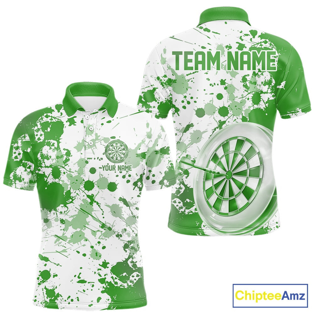 Custom Green Splatter Dartboard Darts Team Shirt For Men, Dart League Jerseys For Players IPHW10598