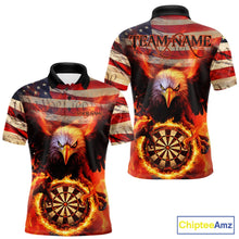 Load image into Gallery viewer, Custom Patriotic Eagle We The People Flame Darts Shirt For Men, Vintage US Flag Dart Shirt IPHW10600