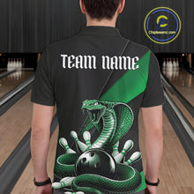 Load image into Gallery viewer, Custom Black And Green Cobra Snake Bowling Team Jerseys, Men Bowling Polo Shirts IPHW11088