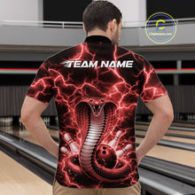 Load image into Gallery viewer, Custom Red Thunder Lightning Cobra Snake Bowling Team Men Quarter-Zip Shirt, Bowling Jersey IPHW11092