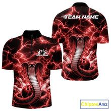Load image into Gallery viewer, Custom Red Thunder Lightning Cobra Snake Bowling Team Men Quarter-Zip Shirt, Bowling Jersey IPHW11092