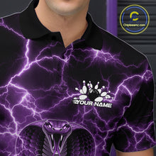 Load image into Gallery viewer, Custom Purple Thunder Lightning Cobra Snake Bowling Team Men Polo Shirt, Bowling Jersey IPHW11093