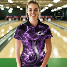 Load image into Gallery viewer, Custom Purple Thunder Lightning Cobra Snake Bowling Team Women Polo Shirt, Bowling Jersey IPHW11093
