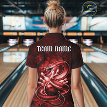 Load image into Gallery viewer, Custom Red Snake Bowling Women Polo Shirt, Bowling Team Tournament Jerseys IPHW11095