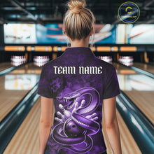 Load image into Gallery viewer, Custom Purple Snake Bowling Women Quarter-Zip Shirt, Bowling Team Tournament Jerseys IPHW11096