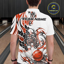 Load image into Gallery viewer, Custom Orange Tribal Flame Bowling Men Polo Shirt, Polygonal Bowling Jerseys IPHW11380