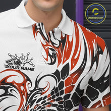 Load image into Gallery viewer, Custom Orange Tribal Flame Bowling Men Polo Shirt, Polygonal Bowling Jerseys IPHW11380