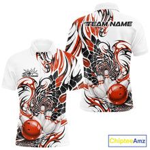 Load image into Gallery viewer, Custom Orange Tribal Flame Bowling Men Polo Shirt, Polygonal Bowling Jerseys IPHW11380