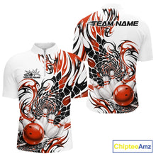 Load image into Gallery viewer, Custom Orange Tribal Flame Bowling Men Quarter-Zip Shirt, Polygonal Bowling Jerseys IPHW11380