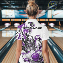 Load image into Gallery viewer, Custom Purple Tribal Flame Bowling Women Polo Shirt, Polygonal Bowling Jerseys IPHW11381