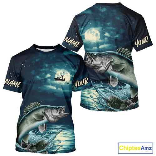 Full Moon Fishing Custom Walleye Night Fishing T-Shirts For Fishing Lovers IPHW9222