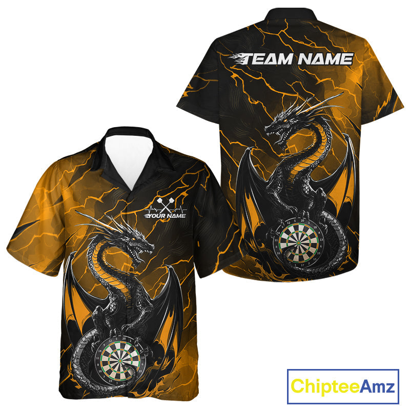 Custom Gold Thunder Lightning Dragon Dart Hawaiian Shirts For Men And Women, Dragon Dart Team Jerseys IPHW9940