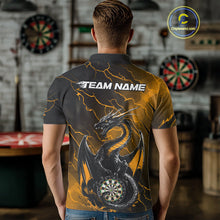 Load image into Gallery viewer, Custom Gold Thunder Lightning Dragon Dart Polo Shirts For Men, Dragon Dart Team Jerseys IPHW9940