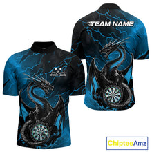 Load image into Gallery viewer, Custom Blue Thunder Lightning Dragon Dart Quarter-Zip Shirts For Men, Dragon Dart Team Jerseys IPHW9941