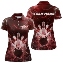 Load image into Gallery viewer, Custom Black And Red Thunder Lightning Bowling Polo Team Shirts For Women, Bowling Jerseys IPHW8514
