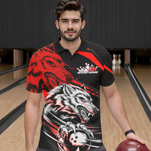 Load image into Gallery viewer, Custom Black And Red Wolf Bowling Men Polo Shirts, Wolf Bowling League Shirt Team Uniform IPHW8714