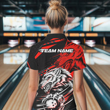 Load image into Gallery viewer, Custom Black And Red Wolf Bowling Women Polo Shirts, Wolf Bowling League Shirt Team Uniform IPHW8714