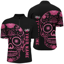 Load image into Gallery viewer, Pink Sugar Skull Tattoo Custom Unisex Team Bowling Polo Shirts, Halloween Team Bowling Jerseys IPHW6712
