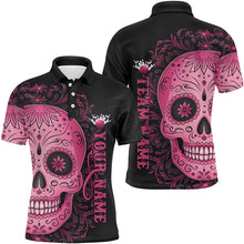 Load image into Gallery viewer, Pink Sugar Skull Tattoo Custom Unisex Team Bowling Polo Shirts, Halloween Team Bowling Jerseys IPHW6713