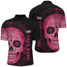 Load image into Gallery viewer, Pink Sugar Skull Tattoo Custom Unisex Team Bowling Polo Shirts, Halloween Team Bowling Jerseys IPHW6713