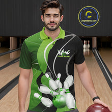 Load image into Gallery viewer, Custom Black And Green Bowling Jerseys, Men Bowling Polo Shirt Team Uniform IPHW9225