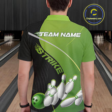 Load image into Gallery viewer, Custom Black And Green Strike Bowling Polo Shirts For Men, Bowler Outfit Team Jerseys IPHW9228