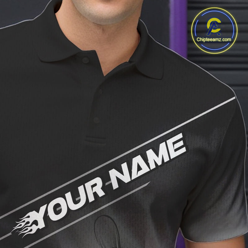 Custom Black And White Bowling Tournament Polo Shirts For Men, Bowling Team Shirt IPHW9405