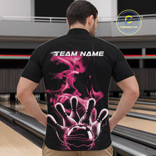 Load image into Gallery viewer, Custom Pink Smoke Bowling Quarter-Zip Team Shirts For Men, Flame Bowling League Shirt IPHW9564