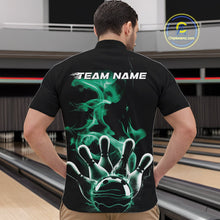 Load image into Gallery viewer, Custom Green Smoke Bowling Quarter-Zip Team Shirts For Men, Flame Bowling League Shirt IPHW9566