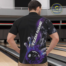 Load image into Gallery viewer, Custom Blue And Purple Flame Strike Bowling Team Quarter-Zip Shirts For Men, Fire Bowling Jerseys IPHW9572