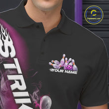 Load image into Gallery viewer, Custom Pink Flame Strike Bowling Team Polo Shirts For Men, Fire Bowling Jerseys IPHW9573