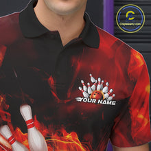 Load image into Gallery viewer, Custom Fire Flame Skull Bowling Polo Shirts For Men, Halloween Bowling Outfits IPHW9575