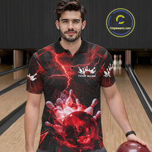 Load image into Gallery viewer, Custom Red Thunder Lightning Bowling Team Polo Shirts For Men, Red Bowling Jerseys IPHW9581