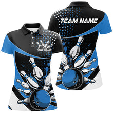 Load image into Gallery viewer, Black And Blue Custom Bowling Uniforms Bowling Shirts For Women, Bowling Team League Shirts IPHW7283
